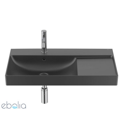 Umywalka ścienna lewa 80 cm Fineceramic Ona czarny mat Roca (A327689080)