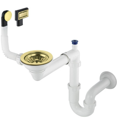 Syfon do zlewozmywaka granitowego 1-komorowego - Space-Saver złoty szczotkowany Deante (ZXY R949)