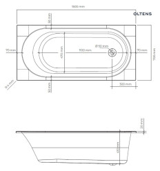 Wanna 150x70 cm prostokątna akrylowa biała Lykke Oltens (10009000)