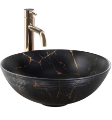 Umywalka nablatowa Stella Black Marble Brush Rea (REA-U9086)
