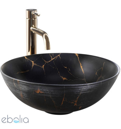 Umywalka nablatowa Stella Black Marble Brush Rea (REA-U9086)
