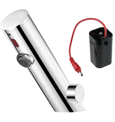 Bateria umywalkowa bezdotykowa z regulacją temperatury - 4xAA stal polerowana Sense Deante (BQR P29R)
