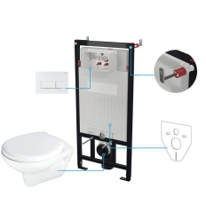 Zestaw WC podtynkowy 6 w 1 Boro Deante (CMOA6SPW)