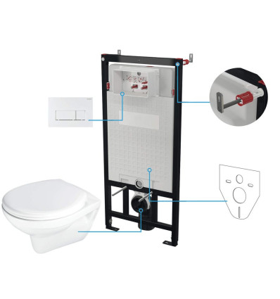 Zestaw WC podtynkowy 6 w 1 Boro Deante (CMOA6SPW)