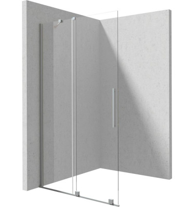 Ścianka prysznicowa walk-in 140 cm - przesuwna stal szczotkowana Prizma Deante (KTJ F34R)