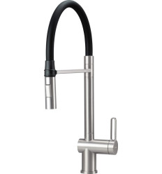 Bateria kuchenna z elastyczną wylewką - 2 rodzaje strumienia stal szczotkowana Magnetic Deante (BRM F72M)