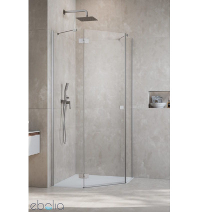 Kabina pięciokątna 80x80 Essenza Brushed Nickel PTJ Radaway (1385010-91-01L + 1385049-01-01)