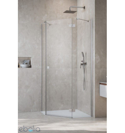 Kabina asymetryczna 90x80 Essenza Brushed Nickel PTJ Radaway (1385010-91-01R + 1385053-01-01)