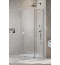 Kabina asymetryczna 90x80 Essenza Brushed Nickel PTJ Radaway (1385010-91-01R + 1385053-01-01)