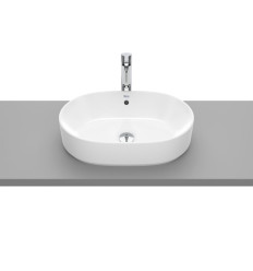 Umywalka nablatowa owalna 55x39 cm bez otworu na baterię, z przelewem Supraglaze® Gap Roca (A3270Y1S00)