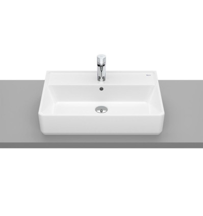 Umywalka nablatowa prostokątna 60x42 cm z otworem na baterię, z przelewem Supraglaze® Gap Roca (A3270MNS00)