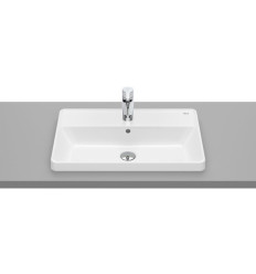 Umywalka blatowa prostokątna 60x39, z otworem na baterię, z przelewem, Supraglaze® GAP Roca (A3270YAS00)