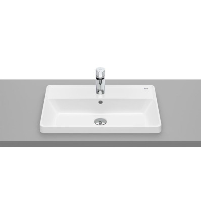 Umywalka blatowa prostokątna 60x39, z otworem na baterię, z przelewem, Supraglaze® GAP Roca (A3270YAS00)