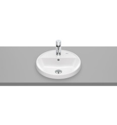 Umywalka blatowa okrągła 40 cm, z otworem na baterię, z przelewem, Supraglaze® GAP Roca (A3270Y4S00)