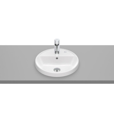Umywalka blatowa okrągła 40 cm, z otworem na baterię, z przelewem, Supraglaze® GAP Roca (A3270Y4S00)
