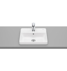 Umywalka blatowa prostokątna 42x39 cm, z otworem na baterię, z przelewem, Supraglaze® GAP Roca (A3270Y9S00)