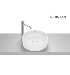 Umywalka nablatowa okrągła 39 cm Fineceramic® biały połysk Supraglaze® TERRA Roca (A32787NS00)
