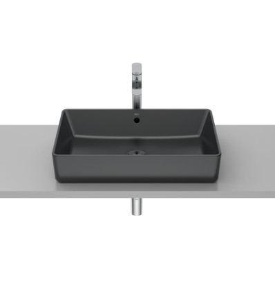 GAP Umywalka nablatowa prostokątna 60x37 cm bez otworu na baterię, z przelewem, CZARNY MAT GAP BLACK Roca (A3270Y2080)