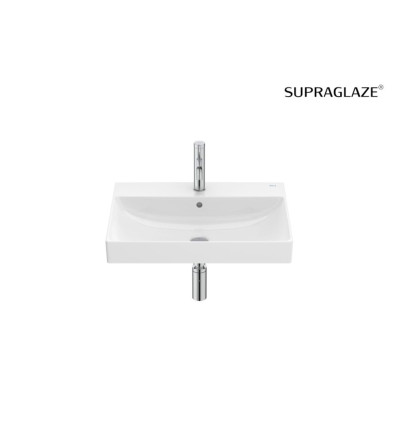 Umywalka blatowa 60x45 cm z otworem na baterię Fineceramic®, Supraglaze® ONA Roca (A32768NS00)
