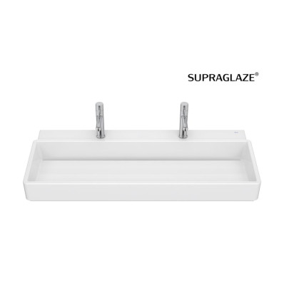 Umywalka ścienna / meblowa 100x43 cm z 2 otworami na baterię, Supraglaze® TURA Roca (A327699S00)