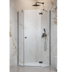 Kabina asymetryczna 80x90 Essenza Brushed GunMetal PTJ Radaway (1385010-92-01R + 1385052-01-01)