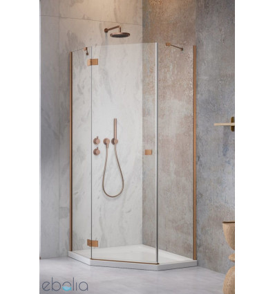 Kabina pięciokątna 80x80 Essenza Brushed Copper PTJ Radaway (1385010-93-01L + 1385049-01-01)