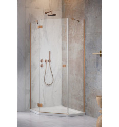 Kabina pięciokątna 80x80 Essenza Brushed Copper PTJ Radaway (1385010-93-01L + 1385049-01-01)