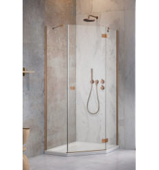 Kabina asymetryczna 90x80 Essenza Brushed Copper PTJ Radaway (1385010-93-01R + 1385053-01-01)