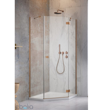 Kabina asymetryczna 90x80 Essenza Brushed Copper PTJ Radaway (1385010-93-01R + 1385053-01-01)