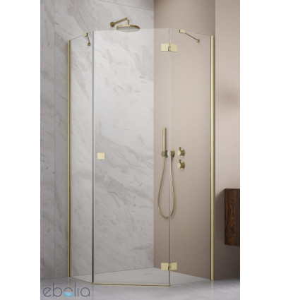 Kabina asymetryczna 80x90 Essenza Brushed Gold PTJ Radaway (1385010-99-01R + 1385052-01-01)