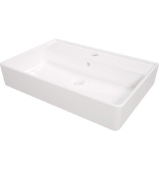 Umywalka ceramiczna nablatowa/ścienna z miejscem na baterię biała Temisto Deante (CDT 6U7S)