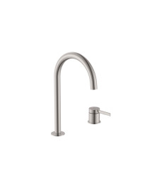 Bateria umywalkowa dwuotworowa nablatowa z korkiem click-clack PVD Inox ONA Roca (A5A389ESM0)
