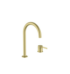 Bateria umywalkowa dwuotworowa nablatowa z korkiem click-clack PVD Brushed Gold ONA Roca (A5A389EVA0)