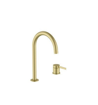 Bateria umywalkowa dwuotworowa nablatowa z korkiem click-clack PVD Brushed Gold ONA Roca (A5A389EVA0)