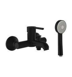 Bateria wannowo-prysznicowa ścienna czarna z zestawem prysznicowym LUA Laufen pro (H3210810811311)
