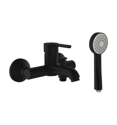 Bateria wannowo-prysznicowa ścienna czarna z zestawem prysznicowym LUA Laufen pro (H3210810811311)