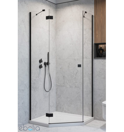 Kabina pięciokątna 80x80 Essenza 8 Black PTJ Radaway (10490000-54-01L + 10490100-01-01)