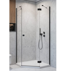 Kabina asymetryczna 80x90 Essenza 8 Black PTJ Radaway (10490000-54-01R + 10490400-01-01)