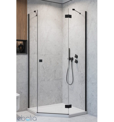 Kabina asymetryczna 90x80 Essenza 8 Black PTJ Radaway (10490000-54-01R + 10490600-01-01)