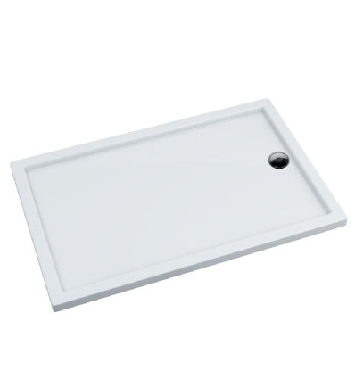 Brodzik kompozytowy Stabilsound Plus® Corrina New 80x95x4,5 cm, prostokątny z odpływem na krótszym boku Schedpol (3.4987)