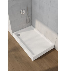 Brodzik akrylowy zintegrowany z nośnikiem i obudową Medium White Stone 80x100x16 cm, prost. Schedpol (3.4736/B/ST)