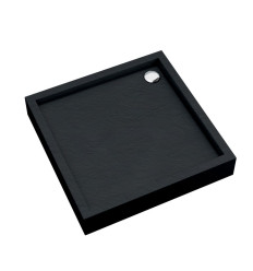 Brodzik akrylowy zintegrowany z nośnikiem i obudową Medium Black Stone 90x90x16 cm, kwadratowy Schedpol (3.4731/C/ST)