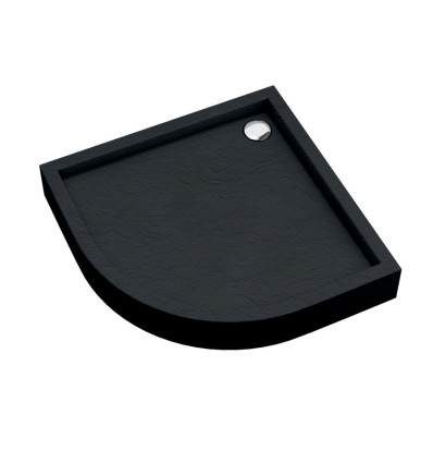 Brodzik akrylowy zintegrowany z nośnikiem i obudową Medium Black Stone 90x90x16 cm R55 półokr. Schedpol (3.4734/C/ST)