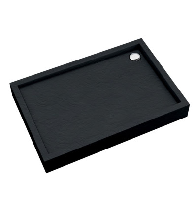 Brodzik akrylowy zintegrowany z nośnikiem i obudową Medium Black Stone 80x100x16 cm, prost. Schedpol (3.4736/C/ST)