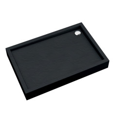 Brodzik akrylowy zintegrowany z nośnikiem i obudową Medium Black Stone 90x100x16 cm, prost. Schedpol (3.4745/C/ST)