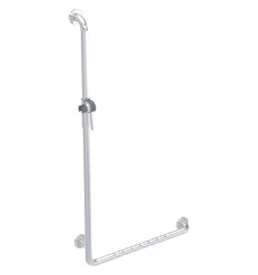 Drążek prysznicowy Lehnen Funktion wygięty, lewy, B68.5cm, H127cm, stal nierdzewna falista Koło (L1023522)