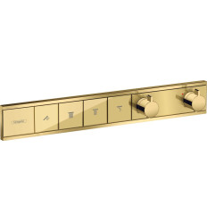 Bateria termostatyczna do 4 odbiorników, podtynkowa Złoty Optyczny Polerowany RainSelect Hansgrohe (15382990)