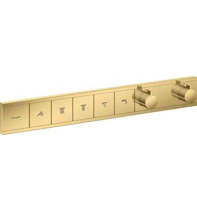Bateria termostatyczna do 5 odbiorników, podtynkowa Złoty Optyczny Polerowany RainSelect Hansgrohe (15384990)
