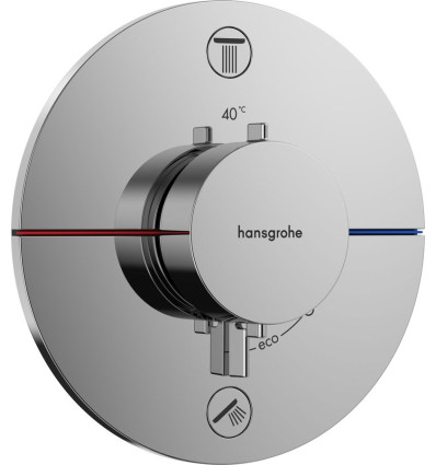 Bateria termostatyczna do 2 odbiorników zgodna z normą EN 1717, podtynkowa Chrom ShowerSelect Comfort S Hansgrohe (15556000)