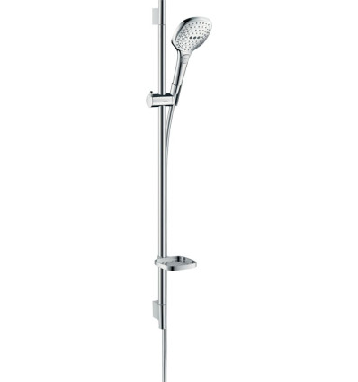 Zestaw prysznicowy 120 3jet z drążkiem 90 cm i mydelniczką Biały/Chrom Raindance Select E Hansgrohe (26621400)